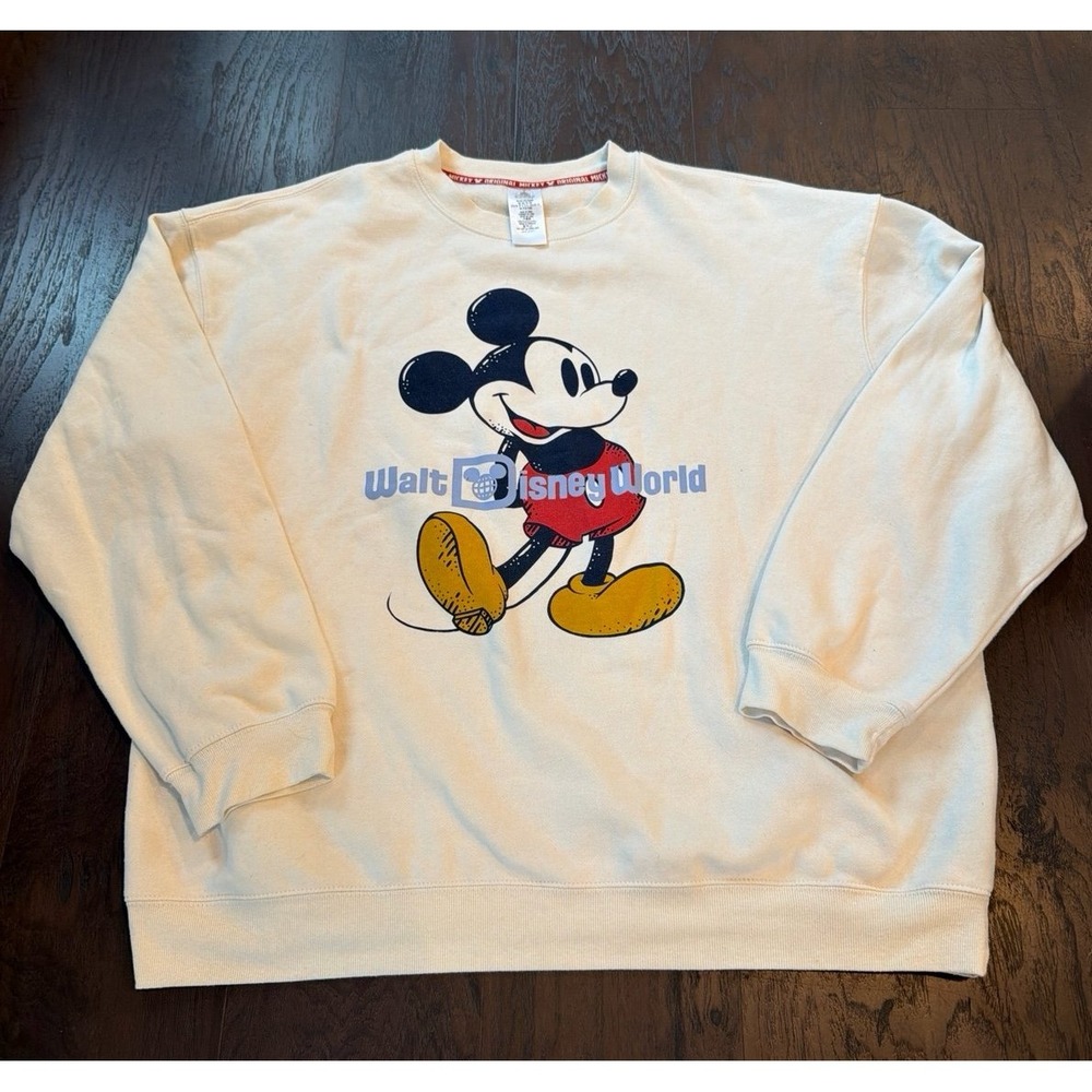 Disney Mickey Mouse Sweatshirt Cream XXL Pullover Graphic